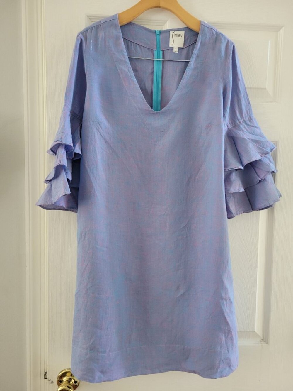 Finley Light Lavender Linen blend Dress Small boho Resort USA Coastal Beachy